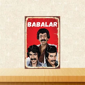 Babalar 20-30 cm Retro Ahşap Poster TKFX4295