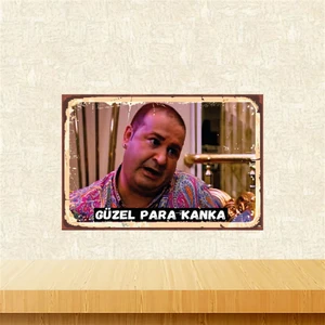 Şafak Sezer Güzel Para Kanka 20-30 cm Retro Ahşap Poster TKFX4431