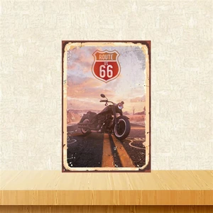 Route Us 66 20-30 cm Retro Ahşap Tablo TKFX5272
