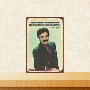 Ferdi Tayfur Alıştım Yokluğuna 20-30 cm Retro Ahşap Poster