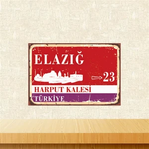 Elazığ Harput Kalesi 20-30 cm Retro Ahşap Tablo TKFX5816