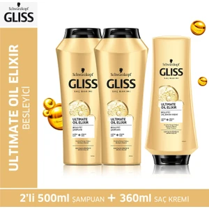 Ultimate Oil Elixir Şampuan 500 Ml X 2 Adet + Saç Kremi 360 Ml
