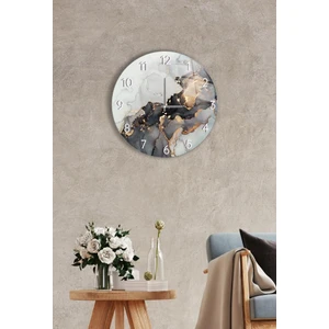 Çap 27cm - Siyah Yaldızlı Dekoratif - Cam Duvar Saati