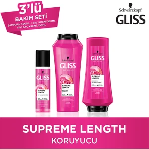 Gliss Supreme Length 500 Ml + Saç Kremi 360 Ml + Sıvı Saç Kremi 200 Ml