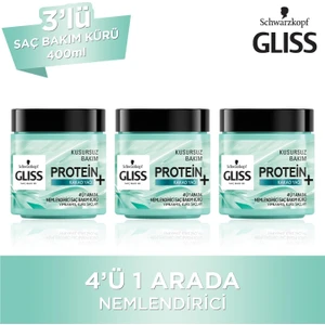 4'Ü 1 Arada Saç Bakım Kürü - Nemlendirici 400 Ml X3 Adet