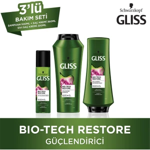 Gliss Bio-Tech 500 Ml + Saç Kremi 360 Ml + Sıvı Saç Kremi 200 Ml