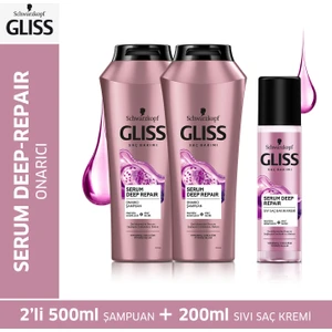 Serum Deep Repair Şampuan 500 Ml X 2 Adet + Sıvı Saç Kremi 200 Ml