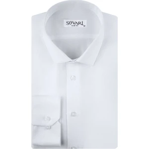 Slim Fit Armür Desenli Beyaz Erkek Gömlek