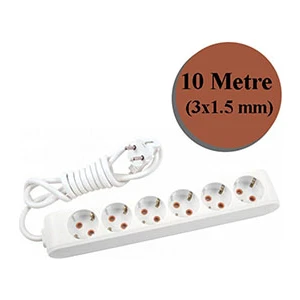 Hmo Dizayn Multi-Let 6 Lı  3*1,5 mm Ttr 10 Metre Uzatma Kablosu Seyyar Uzatma Kablosu