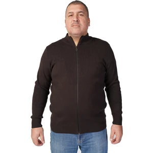 Trist Star Büyük Beden KAHVE Dik Yaka Fermuarlı Pamuklu Erkek Hırka