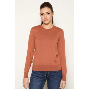 Trist Star Kadın Kiremit %100 Organik Pamuk Bisiklet Yaka Triko Kazak Bluz TRIST-6101