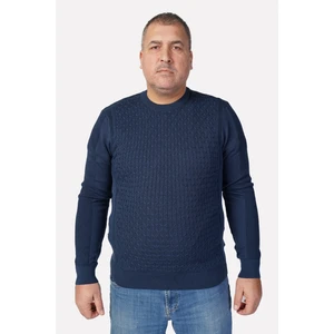 Trist Star Büyük Beden INDIGO Bisiklet Yaka Pamuklu Erkek Kazak