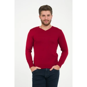 Trist Star Erkek Bordo %100 Pamuk Bisiklet Yaka Triko Kazak TRIST-1102