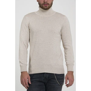 Trist Star Erkek Bej %100 Pamuk Balıkçı Yaka Triko Kazak TRIST-1105