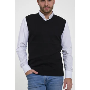 Trist Star Erkek Siyah %100 Pamuk V Yaka Triko Süveter TRIST-1103