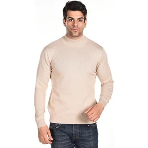 Trist Star Erkek Bej %100 Pamuk Yarım Balıkçı Yaka Triko Kazak TRIST-1104