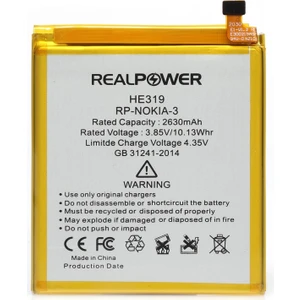 Real Power Nokia 3 Uyumlu Yüksek Kapasiteli Batarya Pil 2630mAh