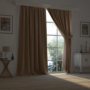 Demor Home Yüksek Kalite Açık Kahve Yarı Mat Karartma Blackout Fon Perde Ekstrafor Büzgülü Tek Kanat