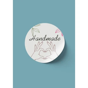 Gg Genç Girişimci Foldart Hand Made Etiketi Yuvarlak Sticker 4CMX4CM 70 Adet
