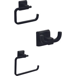 Time Siyah 3'lü Aksesuar Banyo Seti