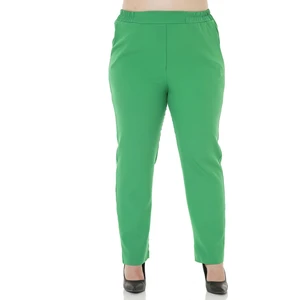 Disentis Modest Büyük Beden Beli Yan ve Arkadan Lastikli Dar Paça Cepli Yeşil Pantolon