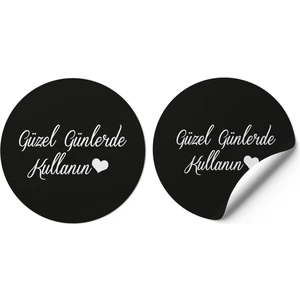 Gg Genç Girişimci Kuşe Sticker 4X4CM 70 Adet  Güzel Günlerde Kullanın Siyah Zemin
