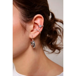 2'li Gümüş Renk Kuzey Yıldızı Earcuff