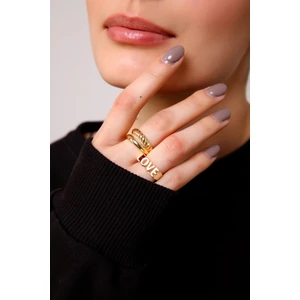 Gold Ayarlanabilir Love Yüzük Seti