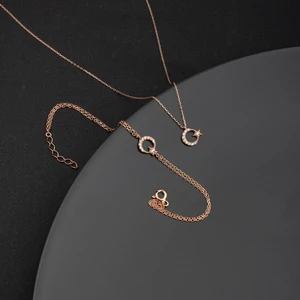 Miavi Silver 925 Ayar Gümüş Zirkon Taşlı Ay Yıldız Kolye Bileklik Takı Seti