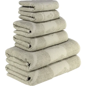 Textile Colors Dondurma Desenli Pamuk Banyo Havlu Seti 6 Adet, 2 Banyo Havlusu, 2 El Havlusu, ve 2 Yüz Havlusu, -Style- Açık Kahverengi,