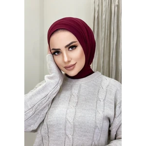 Naciye Sultan Pratik Şal Çıtçıtlı Boyunluk Hijab Bone Bordo