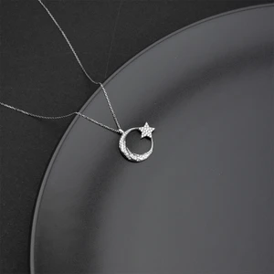 Miavi Silver 925 Ayar Gümüş Zirkon Taşlı Ay Yıldız Kolye