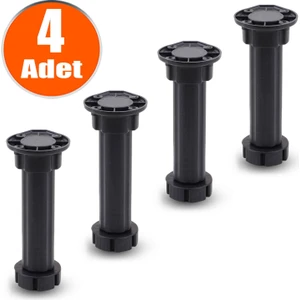 Ayarlanabilir Dolap Mobilya Mutfak Tezgah Yükseltici Ayağı 15 Cm Siyah Denge Ayakları (4 Adet)