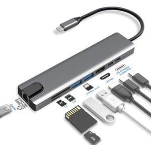 Macbook Pro Type C Hub Çevirici Dönüştürücü Çoklayıcı Pd Şarj 87W Hdmı Sd Ethernet Girişli 8 In 1