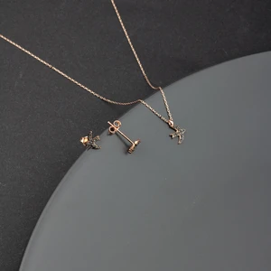 Miavi Silver 925 Ayar Gümüş Siyah Zirkon Taşlı Martı Kolye Küpe Takı Seti