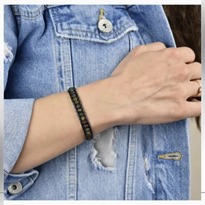 Seven Art Jewelry Doğal Taş Kan Taşı Slim Silindir Bileklik Unisex Bileklik