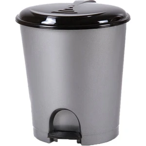 Bee Home Plastik Pedallı Basmalı Kapaklı 50 Litre Iç Kovalı Çöp Kutusu Kovası - Gri Gövde Siyah Kapak - 55 x 42 x 41 Cm.