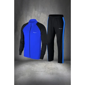 Poseidon Storm Büyük Beden Erkek Mavi Supra Penye Kumaş Mevsimlik Fermuarlı Eşofman Takımı (4xl- 10XL)