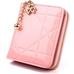 Sikke Çanta Kısa 3 Katlanır Küçük Cüzdan Kadın Kredi Kartı Tutacağı Kılıf Kadın Rugan Çanta Para Çantası (Yurt Dışından)