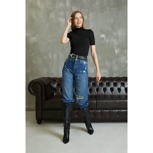Lime Moda Yırtık Detay Jean Pantolon-Mavi