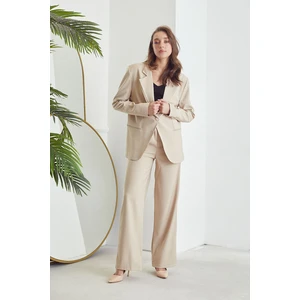 Lime Moda Saten Palazzo Takım-Bej