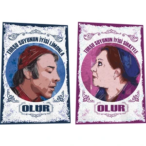 Hayat Poster Münir Özkul Adile Naşit Turşu Suyu Yeşilçam Türk Sineması Replikler Serisi 2li Retro Ahşap Poster