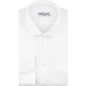 Slim Fit Armür Desenli Beyaz Erkek Gömlek