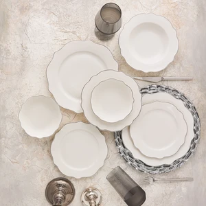 Almond Platin Line  24 Parça 6 Kişilik Porselen Yemek Takımı