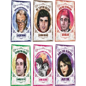 Hayat Poster Yeşilçam Türk Sineması Portreler ve Replikleri Serisi -2-  6lı Mini Retro Ahşap Poster Seti