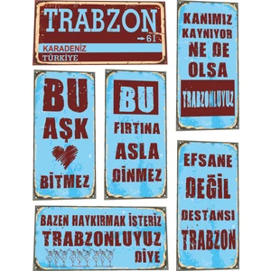 Hayat Poster Trabzon 6lı Mini Retro Ahşap Poster Seti