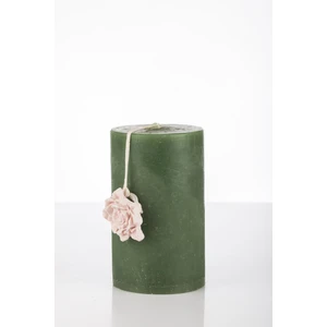 7X12 Gül Taşlı Yeşil Silindir Mum