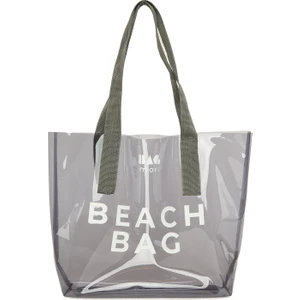 Gri Beach Bag Baskılı Şeffaf Plaj Çantası