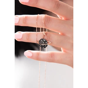 Bilsen Store 925 Ayar Gümüş Zincirli Rose Kaplama Gezegen Modeli Kolye