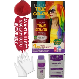 Truecolor Biber Kızılı Saç Boyası Seti Saç Açıcı ve Eldivenli